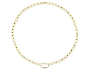 Shy Creation 14K Yellow Gold Diamond Carabiner Paperclip Chain