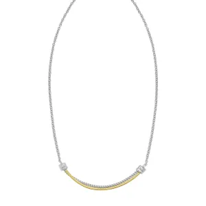 Silver & 18K Italian Cable Interlocking Bar Necklace