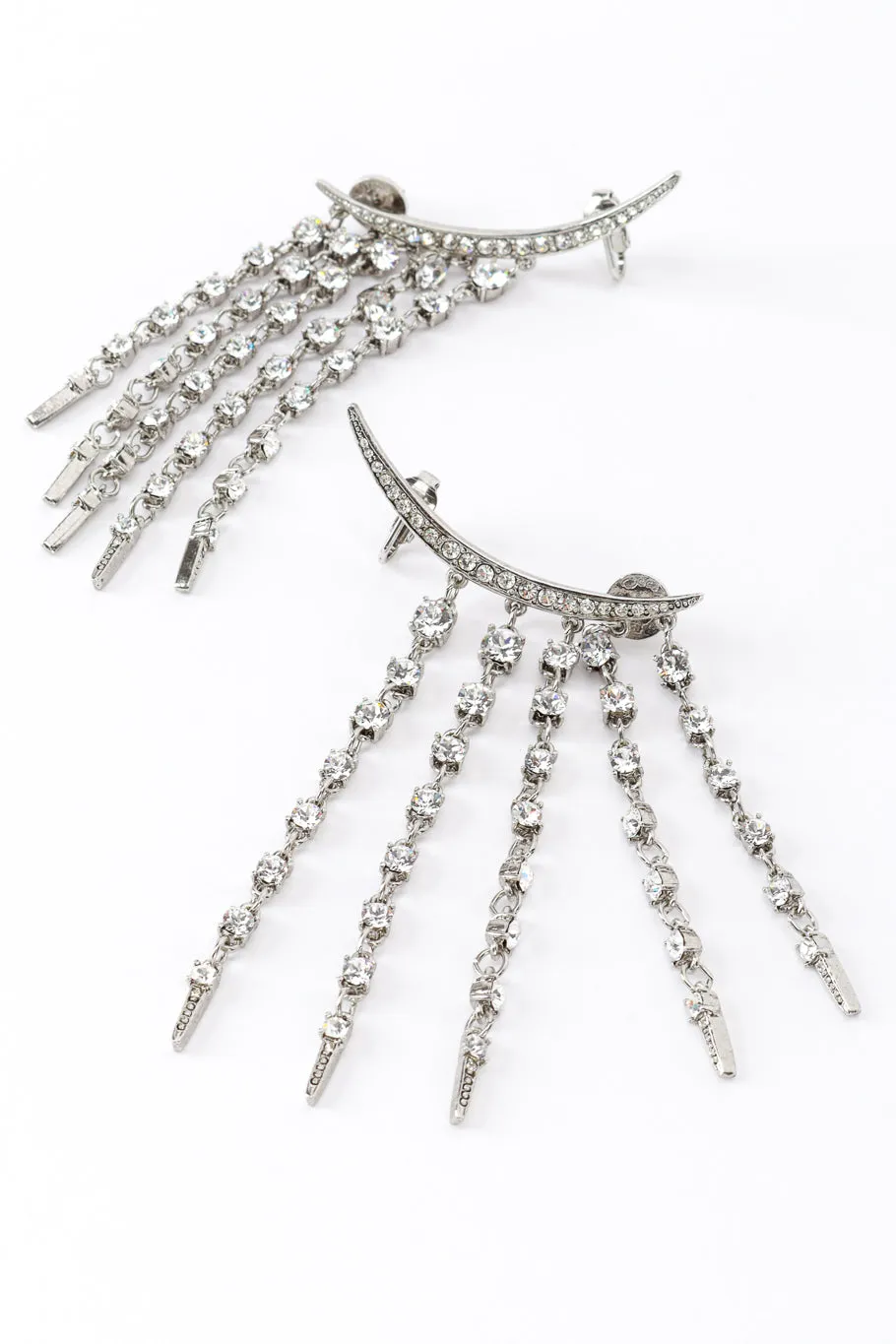 Silver Crescent Moon & Falling Stars Earrings