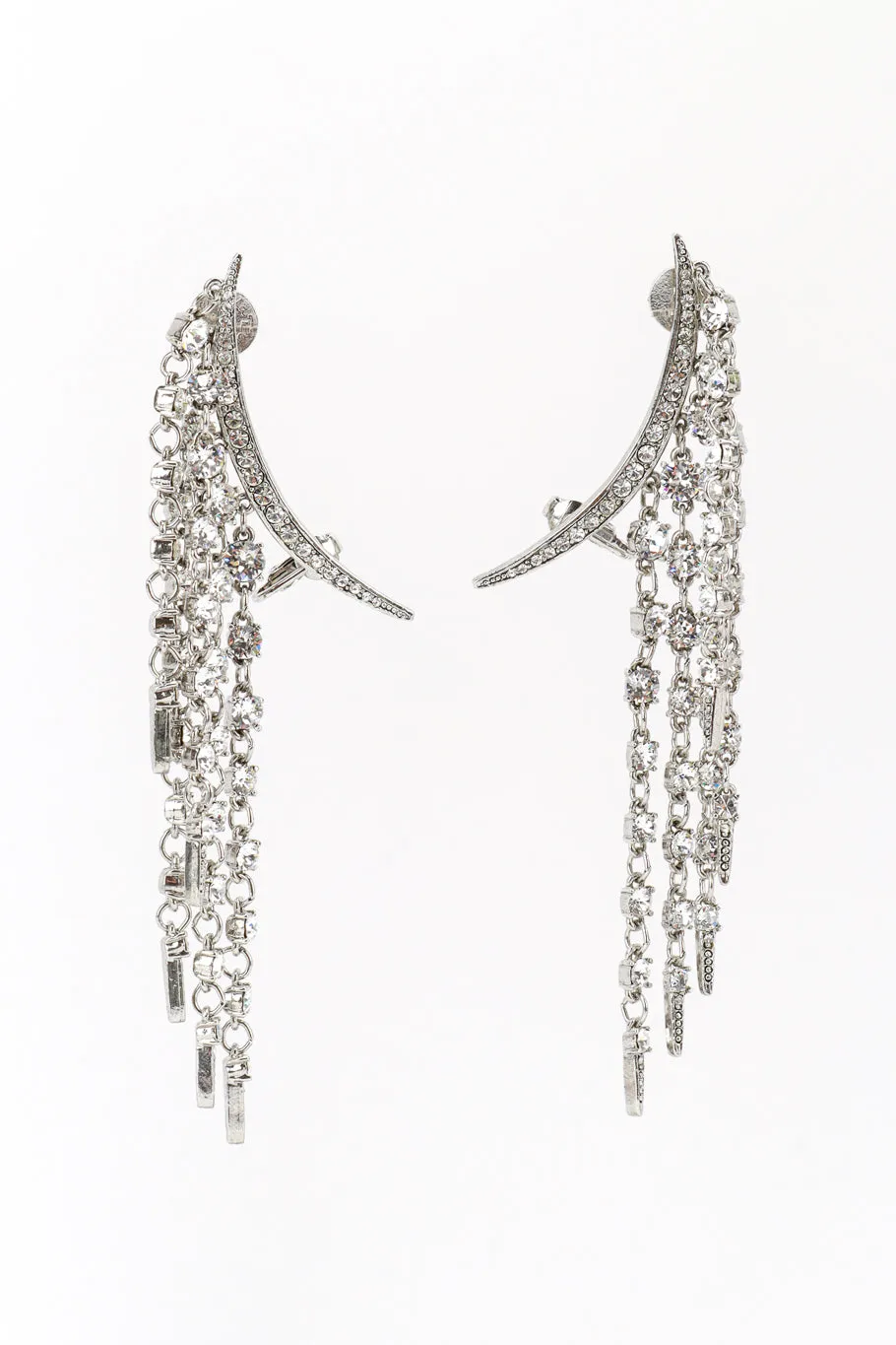 Silver Crescent Moon & Falling Stars Earrings