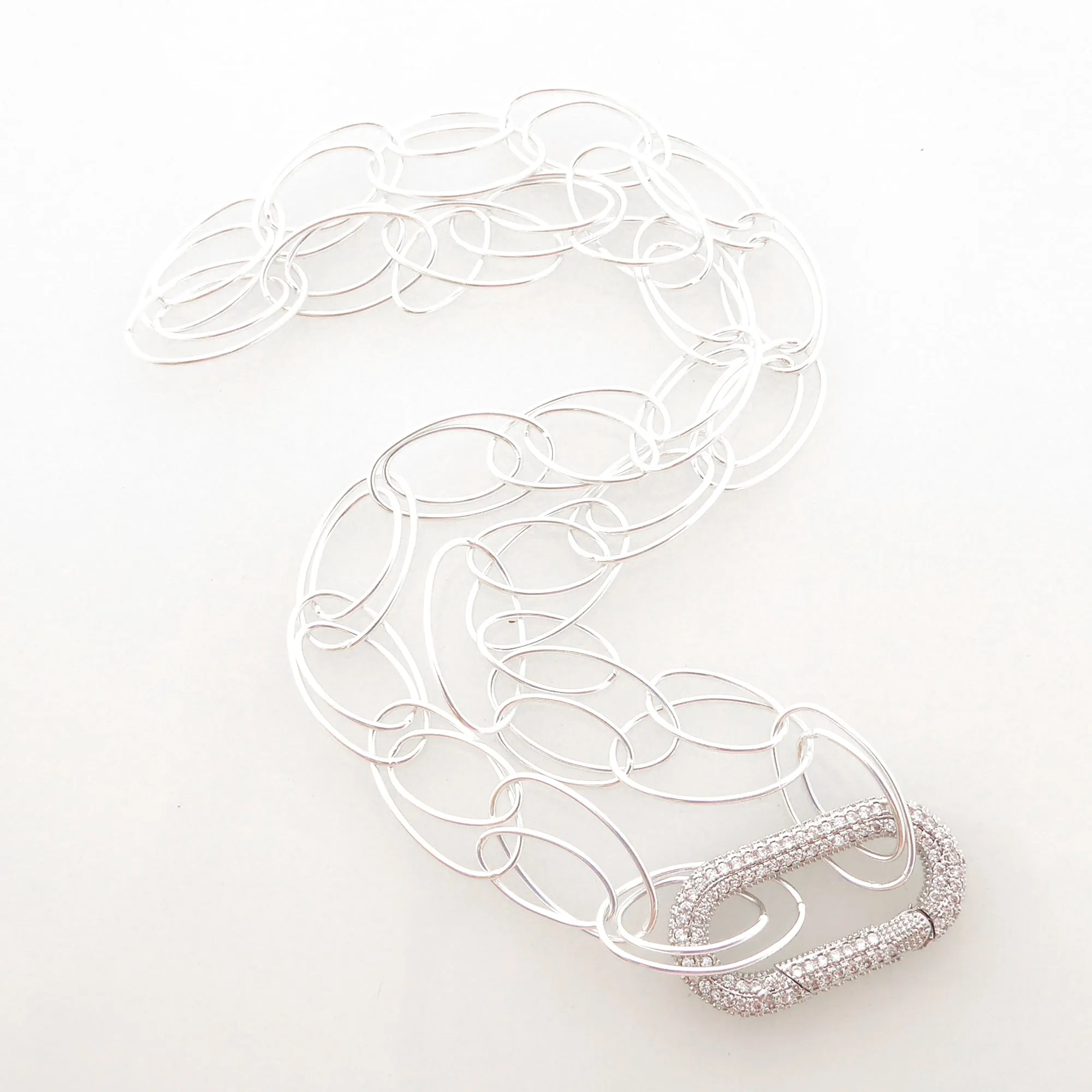 Silver rhinestone carabiner necklace