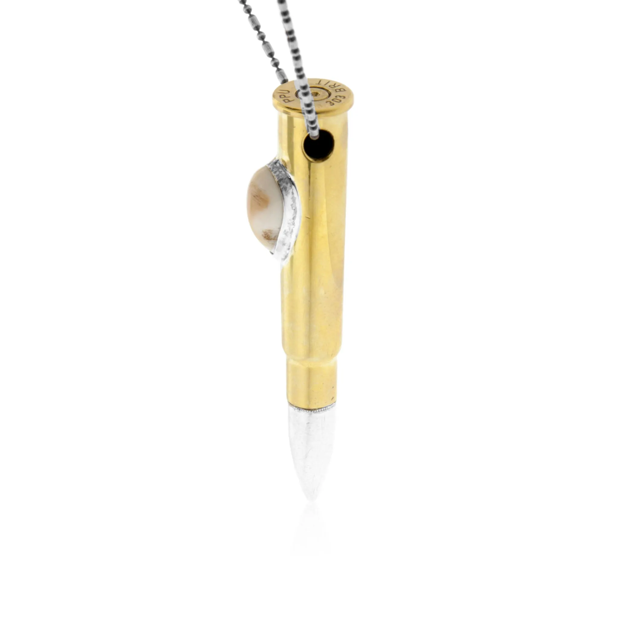 Silver Tipped Elk Ivory Side Bullet Necklace
