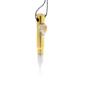 Silver Tipped Elk Ivory Side Bullet Necklace