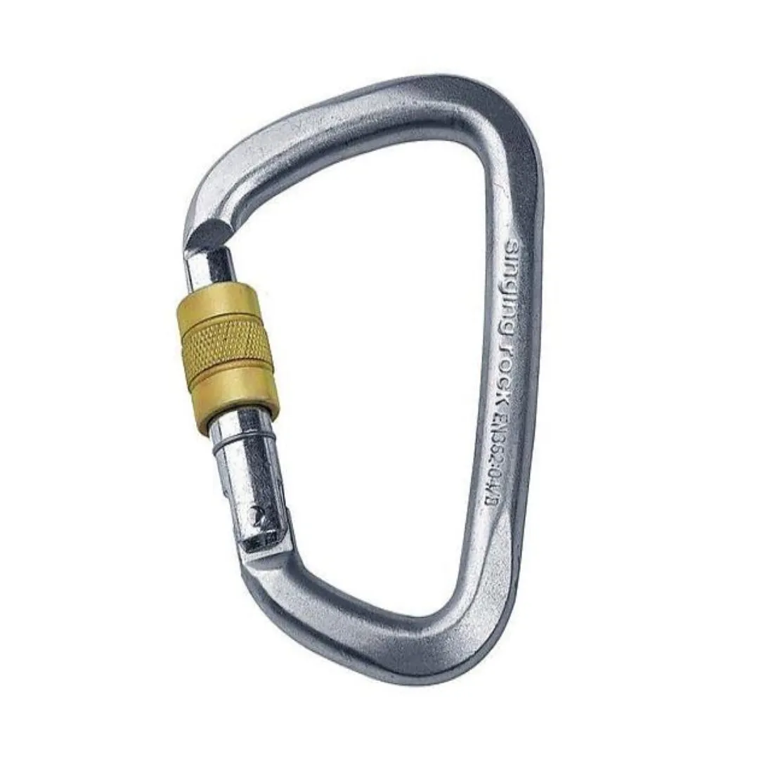 SINGING ROCK CARABINER D STEEL LOCK SCREW CONNECTOR 50KN