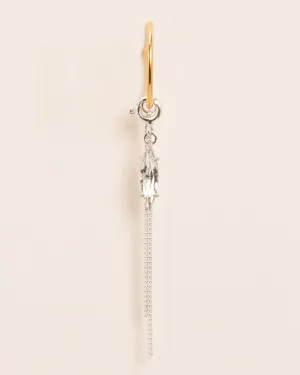 Single hoop earring with spring ring and marquis crystal