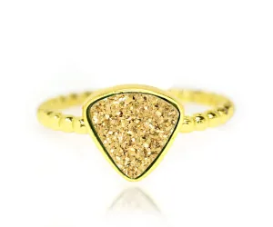 Small Triangle 18k Gold Druzy Ring