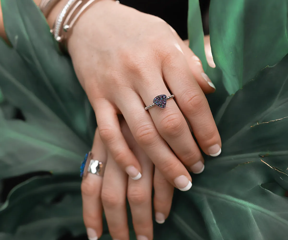 Small Triangle 18k Gold Druzy Ring