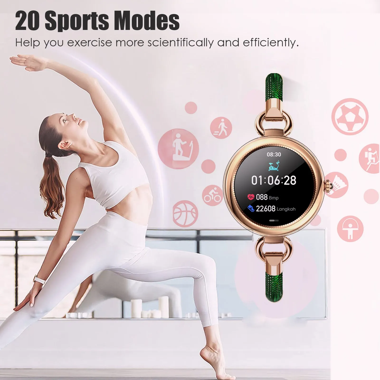 Smart Watch for Women Bracelet Smartwatch Sports Digital Watch Fitness Tracker with Heart Rate Monitor Sleep Tracker Casual Fashion Wristwatch Touch Screen Compatible iphone Android Phones