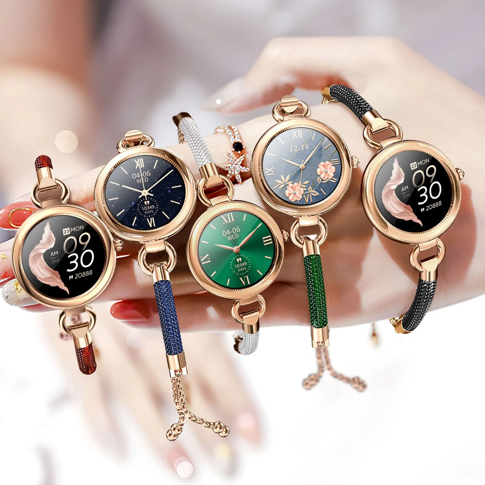 Smart Watch for Women Bracelet Smartwatch Sports Digital Watch Fitness Tracker with Heart Rate Monitor Sleep Tracker Casual Fashion Wristwatch Touch Screen Compatible iphone Android Phones