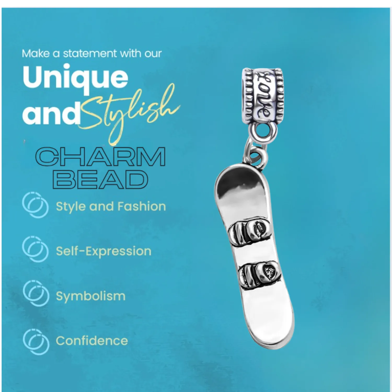 Snowboard Charm Bead - Pick Style