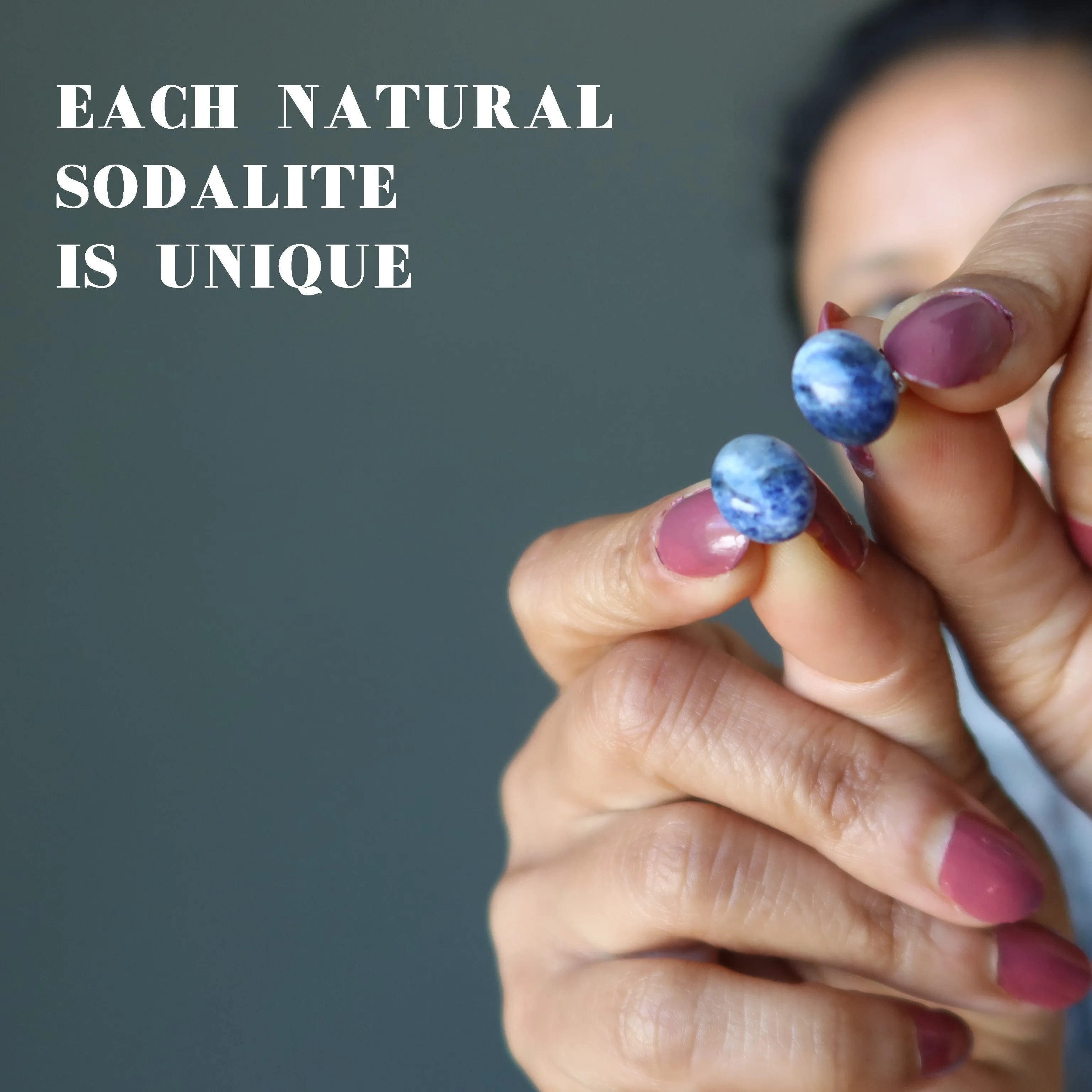 Sodalite Earrings Mindful Blue Studs Sterling Silver