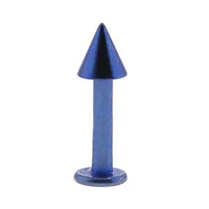 Solid Titanium Cobalt Blue Cone Labret 5/16-4mm
