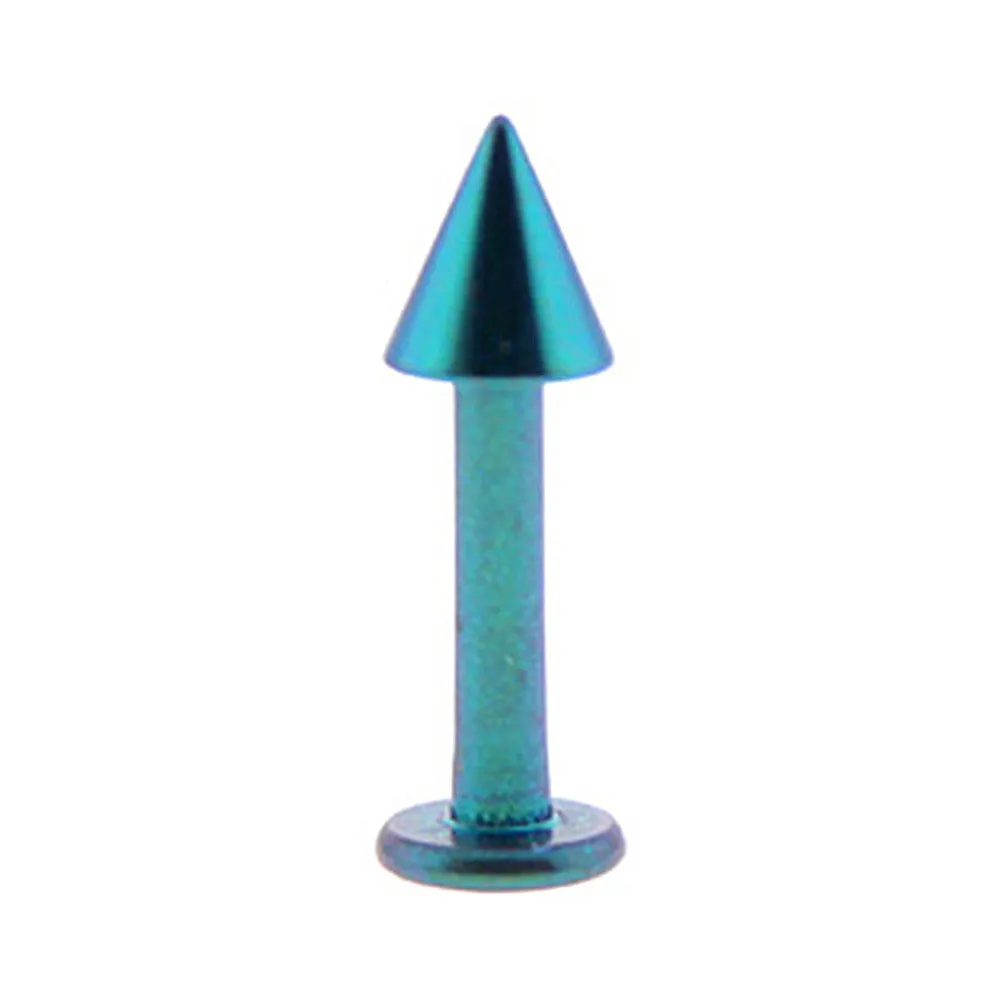 Solid Titanium Lake Blue Cone Labret 3/8
