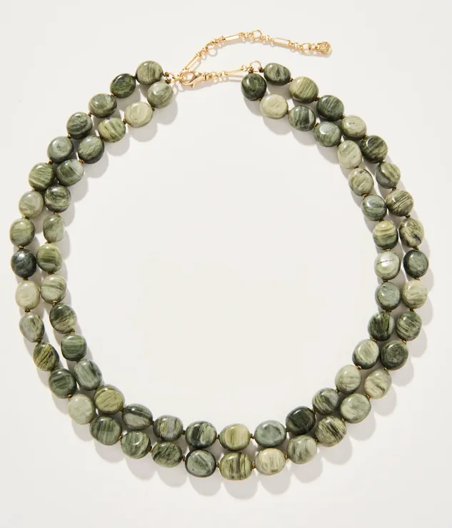 Spartina 449 The Bluff Necklace 18" Silver Leaf Jasper