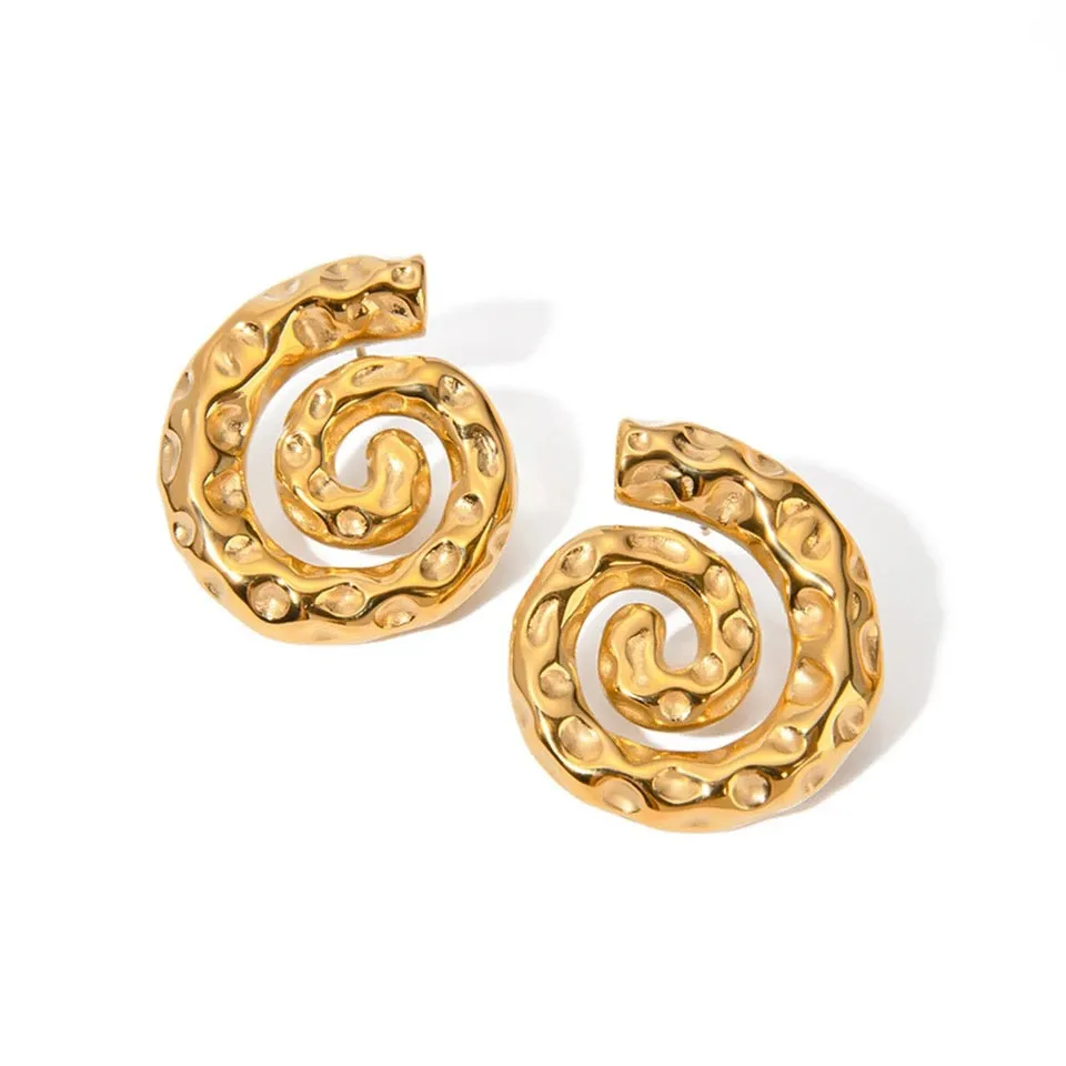 Spiral Hammered Grain Thread Earrings