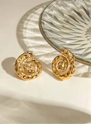 Spiral Hammered Grain Thread Earrings