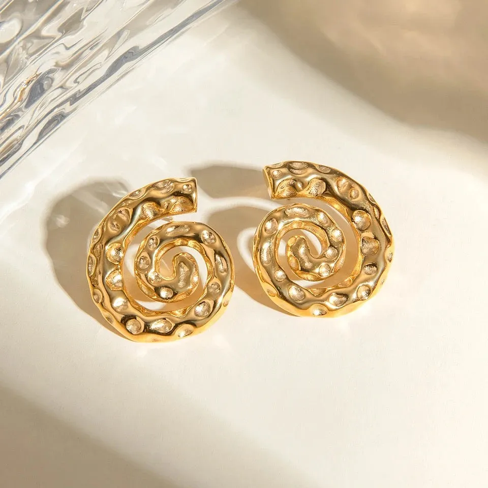 Spiral Hammered Grain Thread Earrings