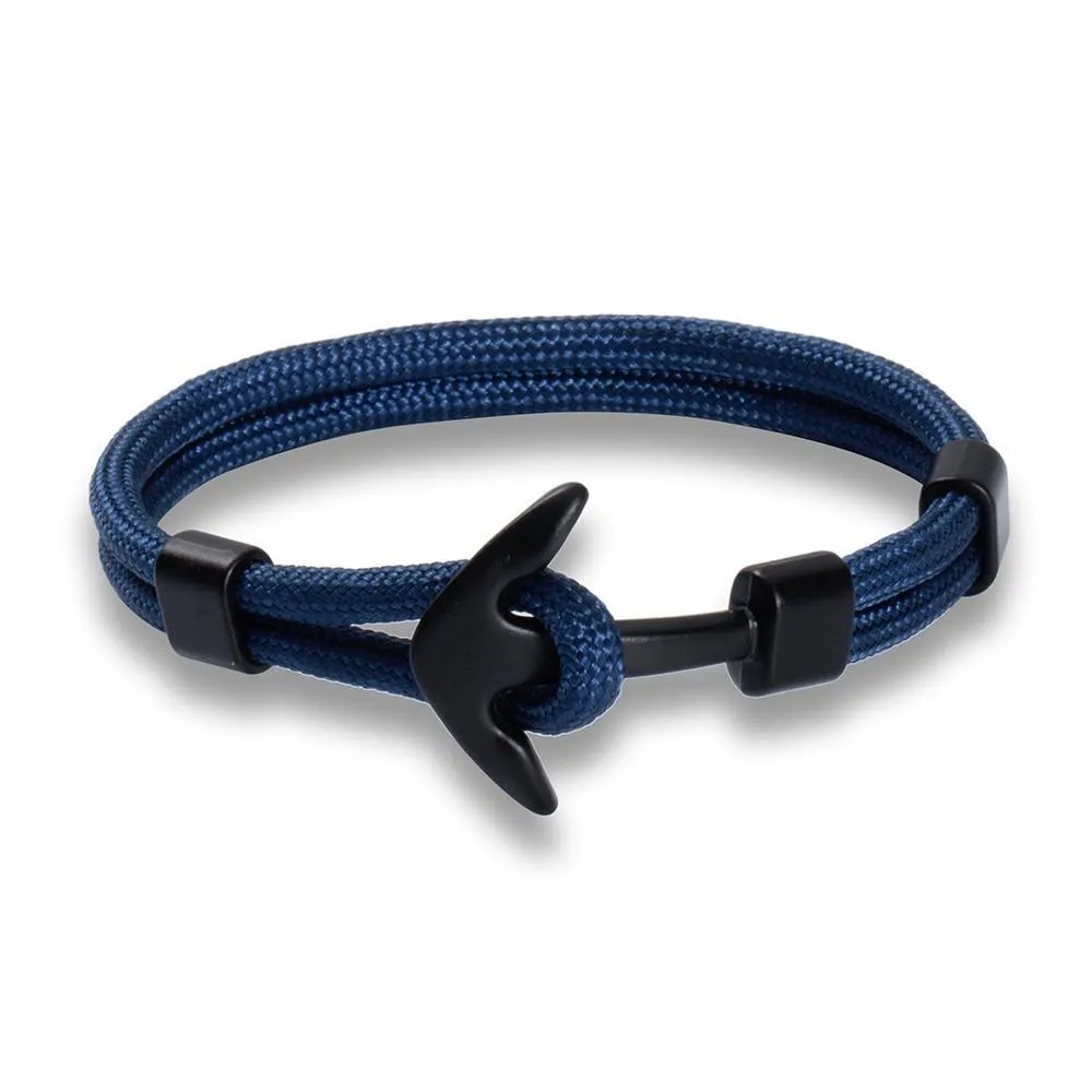 Stainless Steel Anchor Bracelets Luxury For Men Nautical Survival Rope Chain Paracord Bracelet Male Wrap Metal Sport Hooks