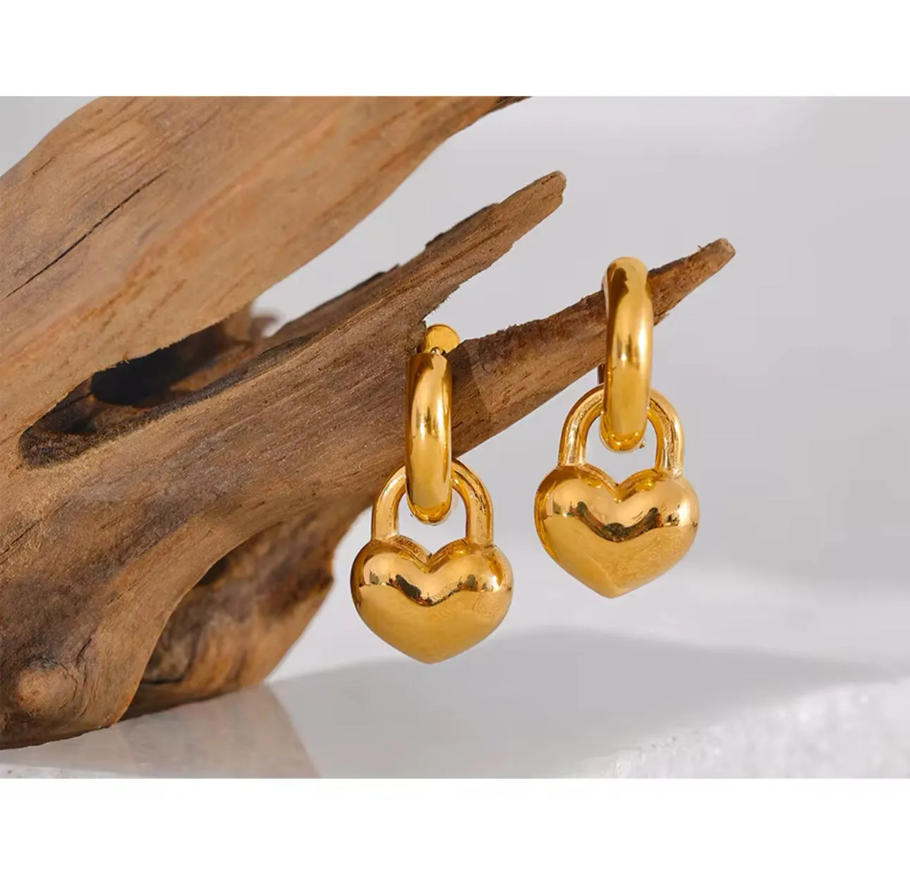 Stainless Steel Hoops with Heart Pendants Earrings | Erika Williner Designs