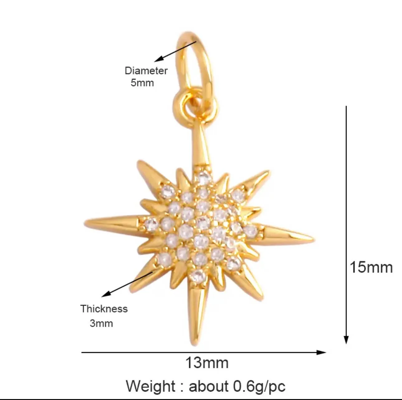 Starbust Pave Charm For Charm Bar & Charm Necklace