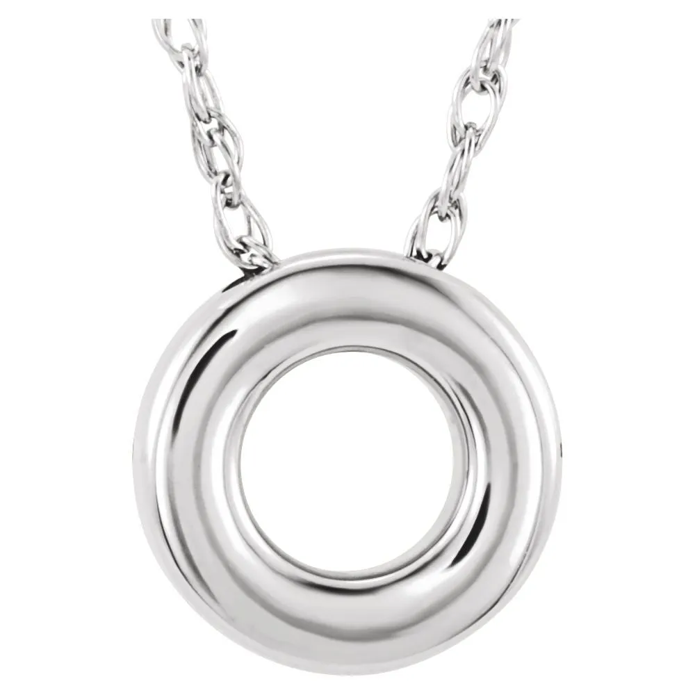 Sterling Silver 10mm Circle 18" Necklace