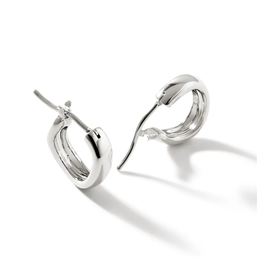Sterling Silver 12mm Surf Huggie Earrings
