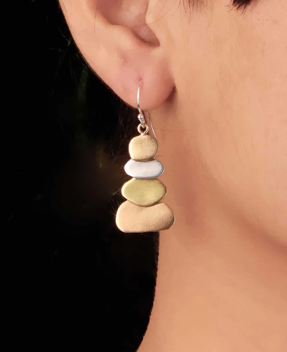 Sterling Silver and Mixed Metal Cairn Earrings
