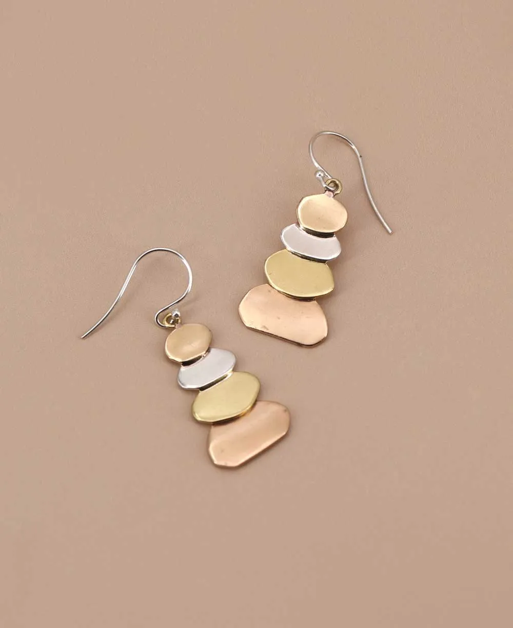 Sterling Silver and Mixed Metal Cairn Earrings