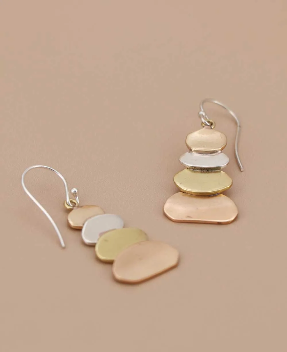 Sterling Silver and Mixed Metal Cairn Earrings