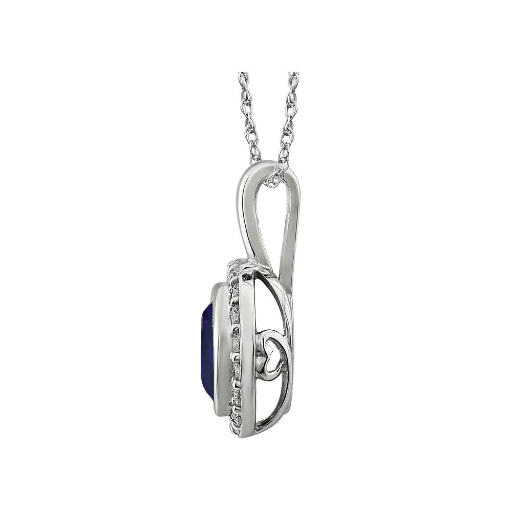 Sterling Silver Dark Blue Cubic Zirconia 18" Necklace