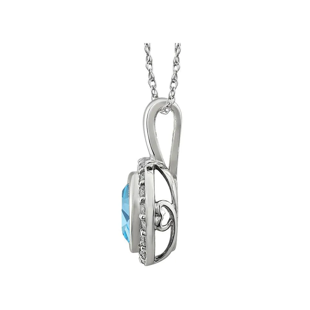 Sterling Silver Light Blue Cubic Zirconia 18" Necklace