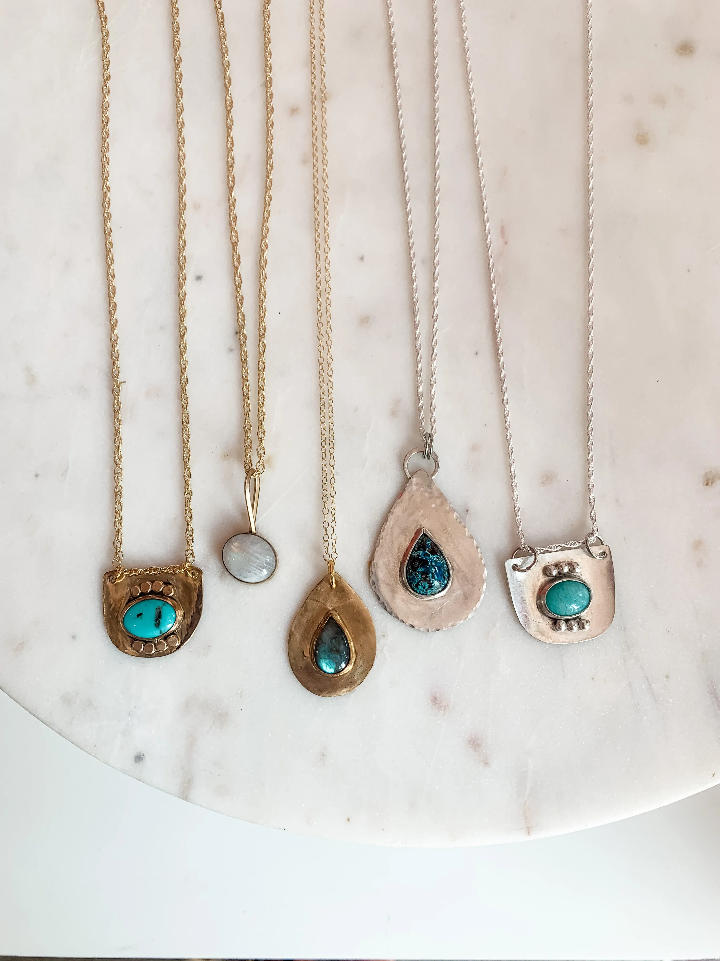 Sterling Silver Turquoise Teardrop Dainty Necklace