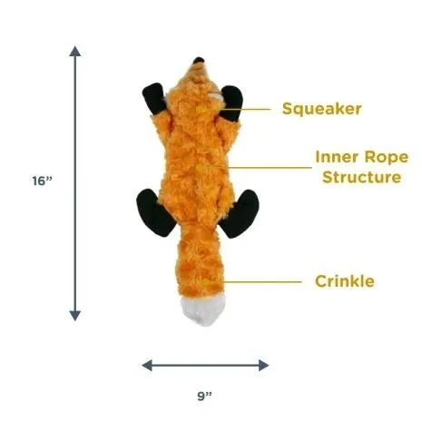 Tall Tails Plush Squeaker Toy Stuffless Fox Dog Toy