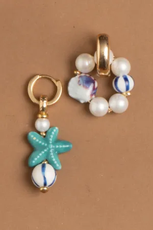 Teal Asymetrical Ocean Earrings