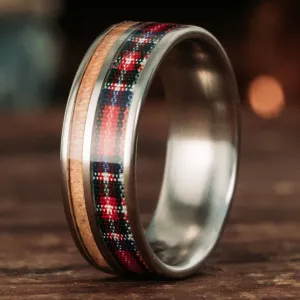 The Celtic - Stewart Royal | Men's Titanium Wedding Band with Whiskey Barrel & Tartan
