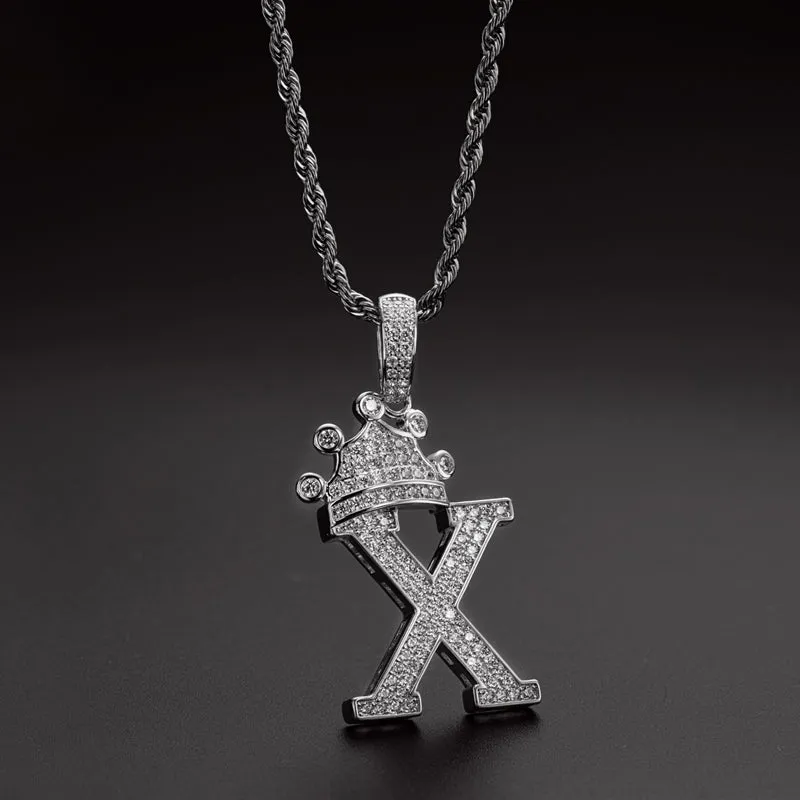 The Letter X Created Diamond Hip Hop Men Women Pendant Necklace