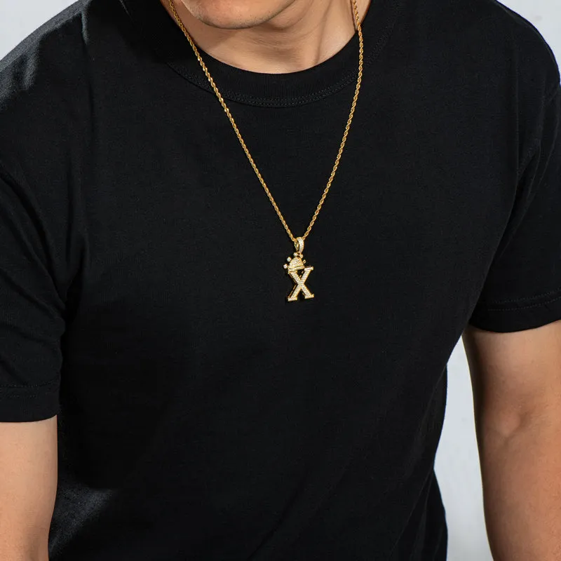 The Letter X Created Diamond Hip Hop Men Women Pendant Necklace