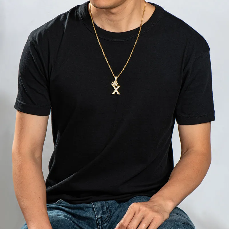 The Letter X Created Diamond Hip Hop Men Women Pendant Necklace