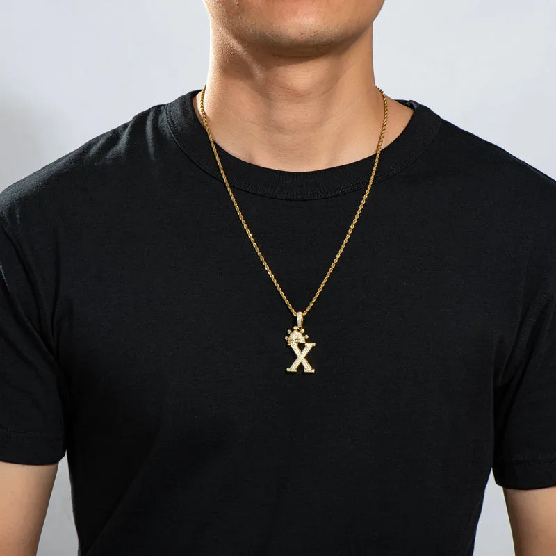 The Letter X Created Diamond Hip Hop Men Women Pendant Necklace