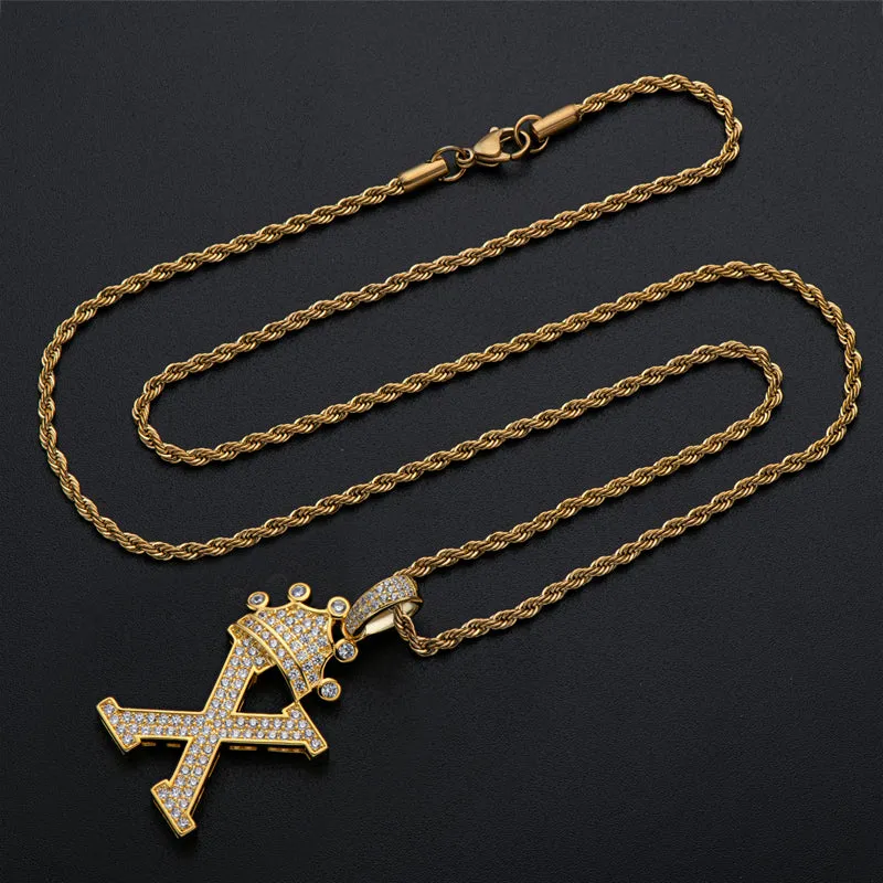 The Letter X Created Diamond Hip Hop Men Women Pendant Necklace