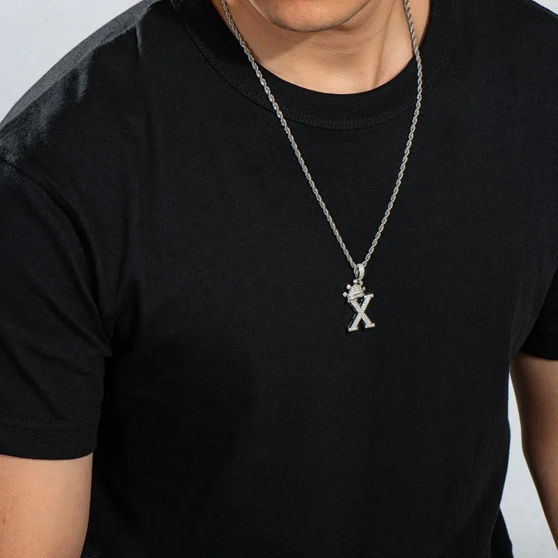 The Letter X Created Diamond Hip Hop Men Women Pendant Necklace