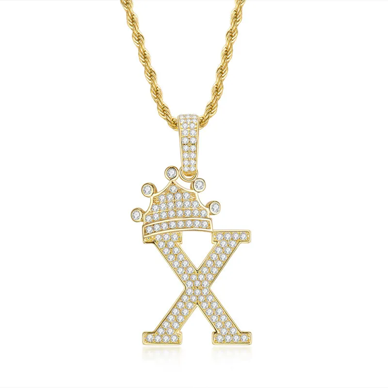 The Letter X Created Diamond Hip Hop Men Women Pendant Necklace