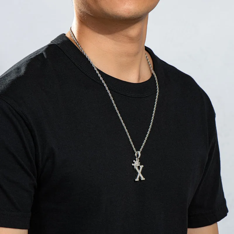 The Letter X Created Diamond Hip Hop Men Women Pendant Necklace