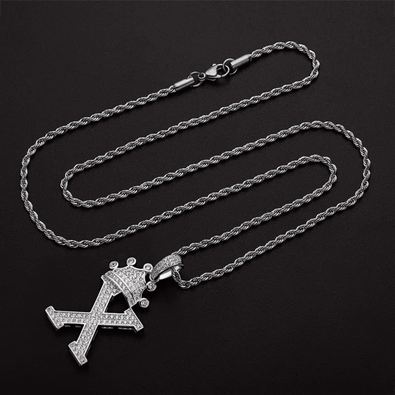 The Letter X Created Diamond Hip Hop Men Women Pendant Necklace