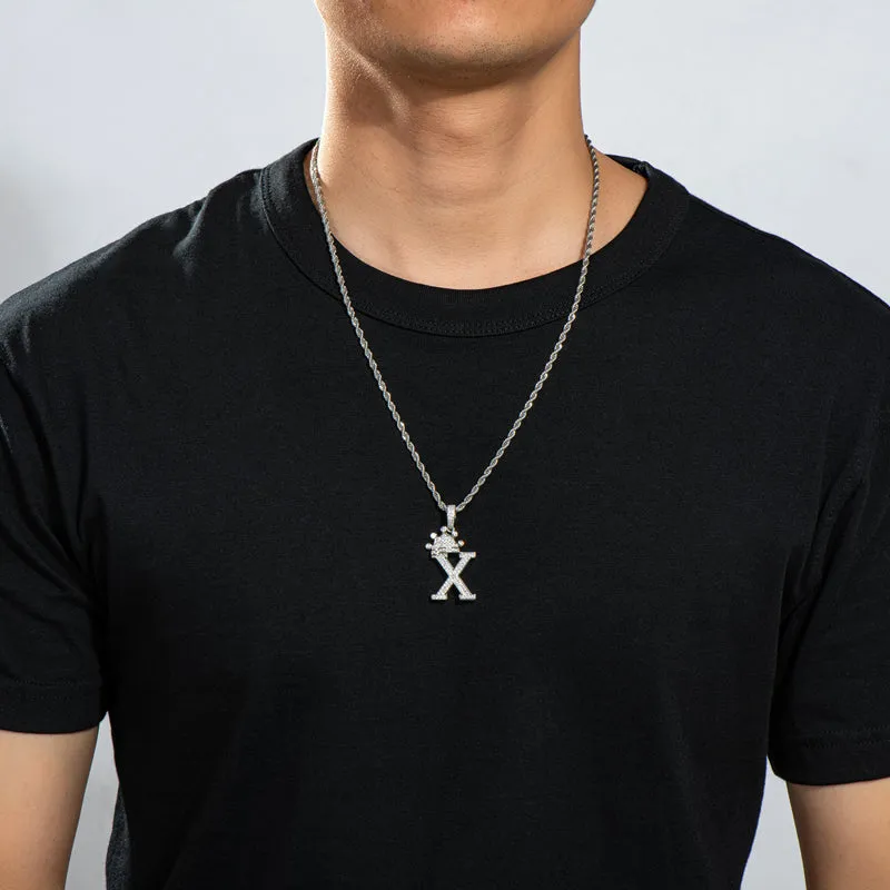 The Letter X Created Diamond Hip Hop Men Women Pendant Necklace