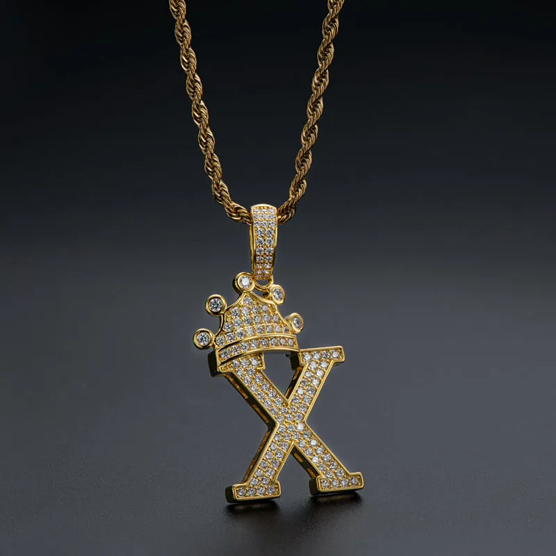 The Letter X Created Diamond Hip Hop Men Women Pendant Necklace