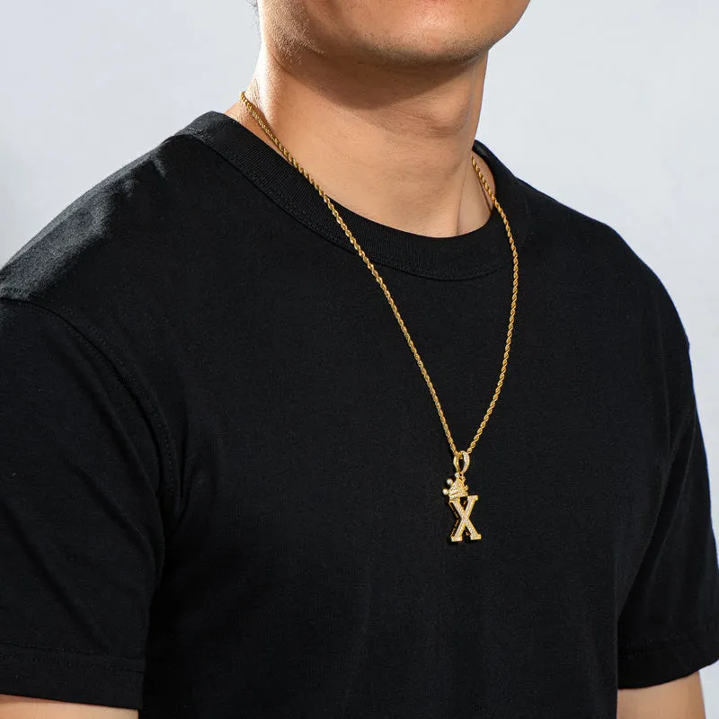 The Letter X Created Diamond Hip Hop Men Women Pendant Necklace