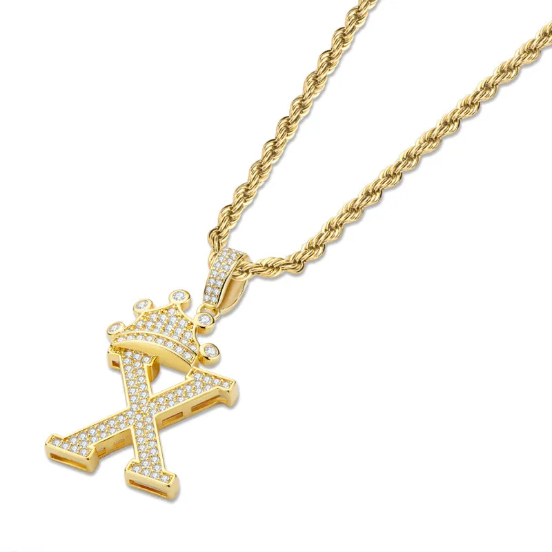 The Letter X Created Diamond Hip Hop Men Women Pendant Necklace