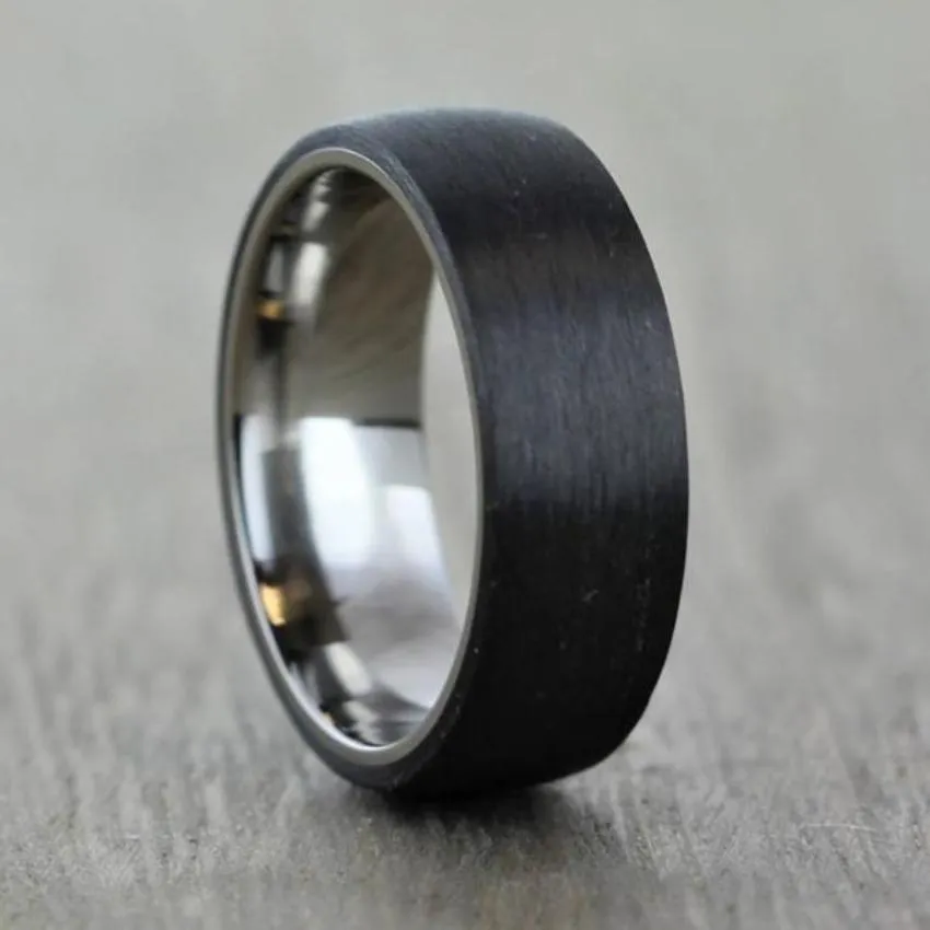 The Omega - Titanium & Carbon Fibre, Comfort Fit Wedding Ring (5 to 6mm)