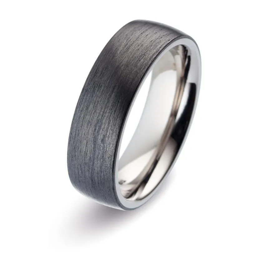 The Omega - Titanium & Carbon Fibre, Comfort Fit Wedding Ring (5 to 6mm)